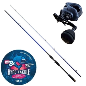 Zestaw Cast Hype Tackle H2 2,51m 130g + Multiplikator  Kraken T300 + Plecionka WP8 Blue 0,32mm