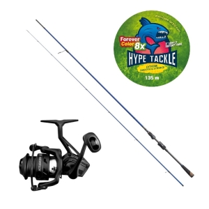 Zestaw Spinn Hype Tackle H2 MLF 2,70 m 3–15 g + Kołowrotek Kraken Black Pearl 4000 + Plecionka WP8 Green Fluo 0,11 mm
