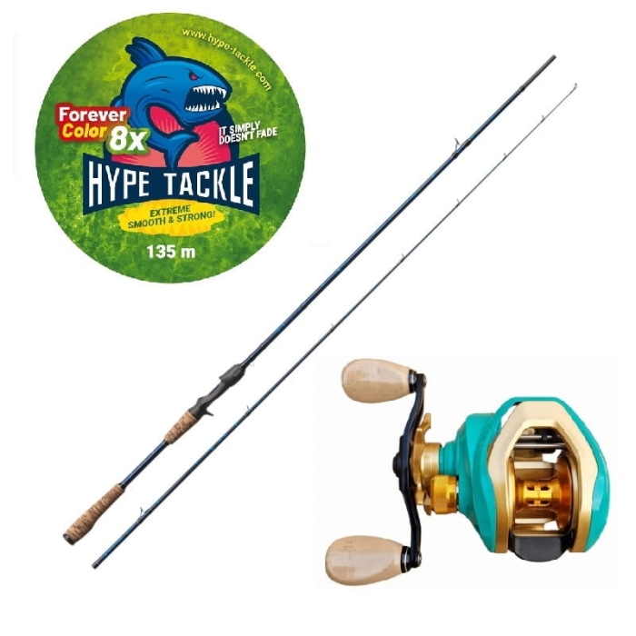 Zestaw Hype Tackle H5 2,23m Up To 50g 2cz Cast + Multiplikator Hype Tackle H5 120LH VIVID + Hype Tackle WP8 Green Fluo 0,15mm 11,4kg 135m FEC.jpg