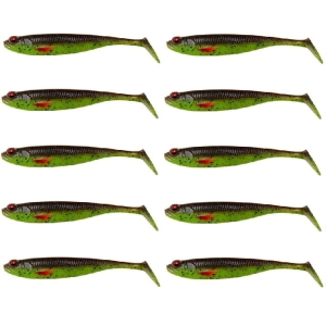 Gumy Hurtem Zestaw Dam Shadster Slim 6,5cm Motoroil Chartreuse 10szt