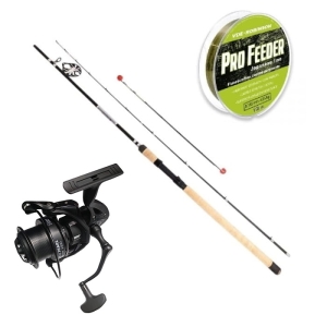 Zestaw Kraken Black Pearl Feeder 3,30m 40g 2+3cz + Kraken Black Pearl Feeder 4500 V2 + Żyłka VDE-Robinson Pro Feeder 0,225mm 230m