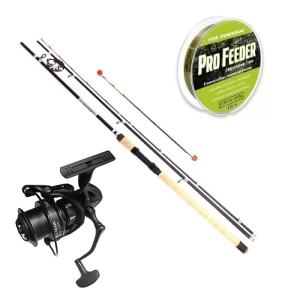 Zestaw Kraken Black Pearl Feeder 3,30m 120g 3+3cz + Kraken Black Pearl Feeder 5500 V2 + Żyłka VDE-Robinson Pro Feeder 0,260mm 230m