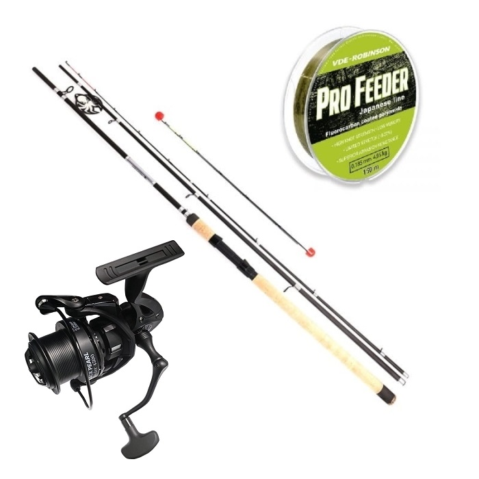 Zestaw Kraken Black Pearl Feeder 3,30m 120g 3+3cz + Kraken Black Pearl Feeder 5500 V2 + Żyłka VDE-Robinson Pro Feeder 0,260mm 230m.jpg