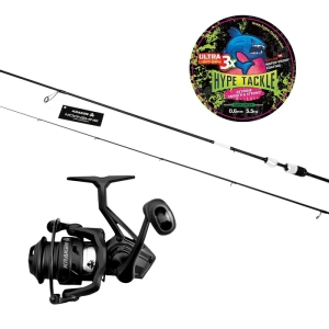 Zestaw Kraken Moonshine 2,29m 1-7g Spin + Kraken Black Pearl 2000 + Hype Tackle ULG 3X Dark Green 0,08mm