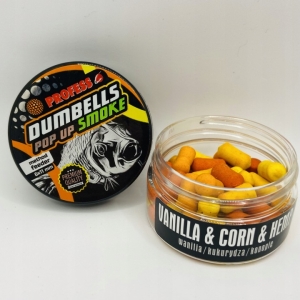 Dumbells Profess Method Feeder Pop Up Smoke Fluo Wanilia Kukurydza Konopie 6x11mm 25ml