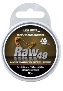 Savage Gear Raw49 0.45mm 16kg 35lb Uncoated Brown 10m Materiał przyponowy