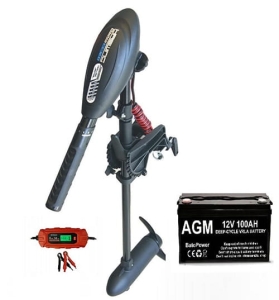 Silnik elektryczny HasWing Osapian 45 12V ZESTAW Akumulator AGM 100AH/12V + Prostownik