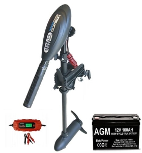 Silnik elektryczny HasWing Osapian 45 12V MAX ZESTAW Akumulator AGM 100AH/12V + Prostownik