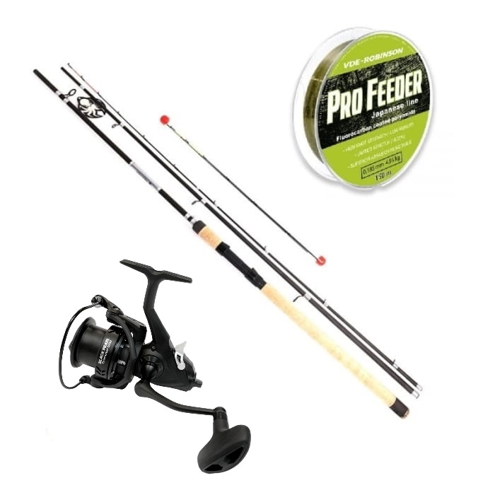 Zestaw Kraken Black Pearl Feeder 3,30m 120g 3+3cz + Kraken Free Runner 5500 + Żyłka VDE-Robinson Pro Feeder 0,260mm 230m