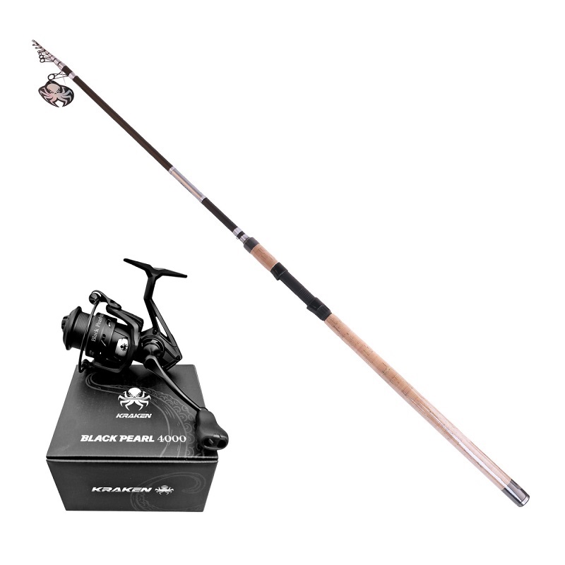 Zestaw Wędka Kraken Black Pearl TELE MATCH 3.60m 6cz 25-30G + Kołowrotek Kraken Black Pearl 4000